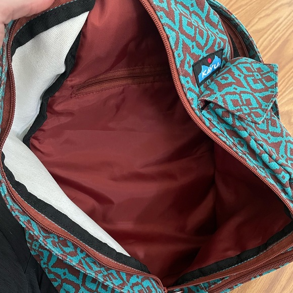 KAVU Teal and Brown Patterned Sling Bag - Picture 5 of 5